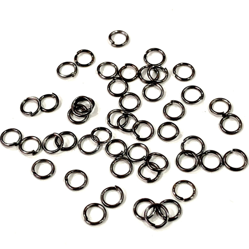 Gunmetal Plated Jump Rings, 4mm Extra Fine Jump Rings, Gunmetal Plated Open Jump Rings