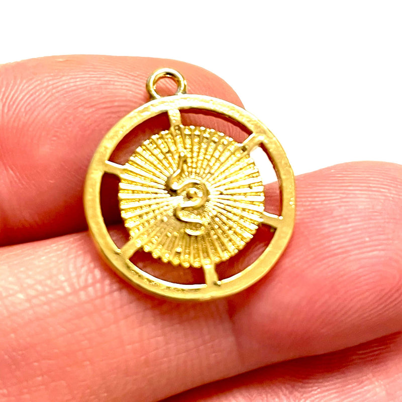 24Kt Shiny Gold Plated Brass Snake Pendant, Gold Snake Charm