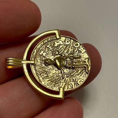 24Kt Shiny Gold Plated Brass Ancient Coin Medallion, Gold Coin Pendant