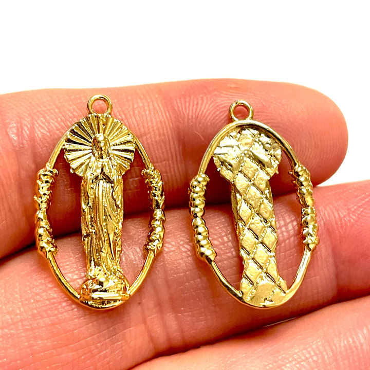 24Kt Shiny Gold Plated Brass Jesus Christ Charm, Savior Charm, Religious Charms, Jesus Christ Pendant,