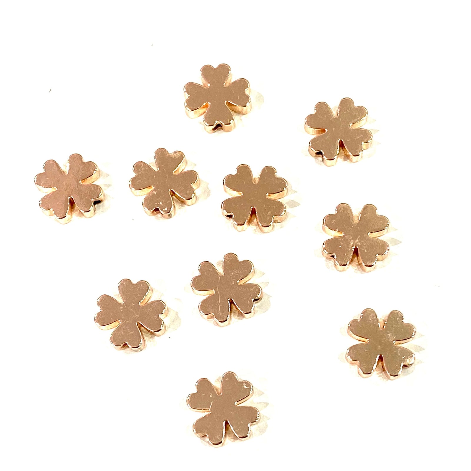 10 Pcs Rose Gold Plated 10mm Clover Charms, 10mm Rose Gold Plated Clover Spacers