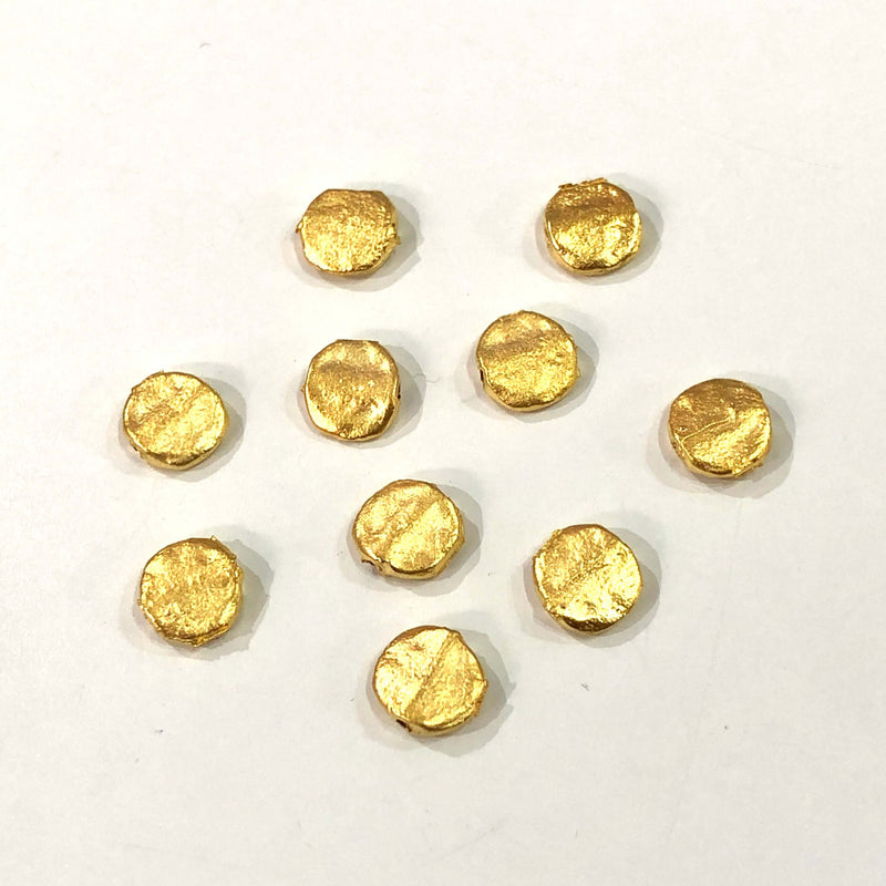 24Kt Matte Gold Plated 6mm Brass Spacers, 24Kt Matte Gold Plated 6mm Brass Charms, 10 Pcs in a Pack