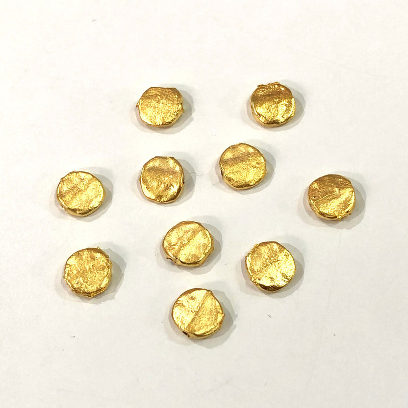 24 Karat matt vergoldete 6 mm Messing-Abstandshalter, 24 Karat matt vergoldete 6 mm Messing-Charms, 10 Stück in einer Packung