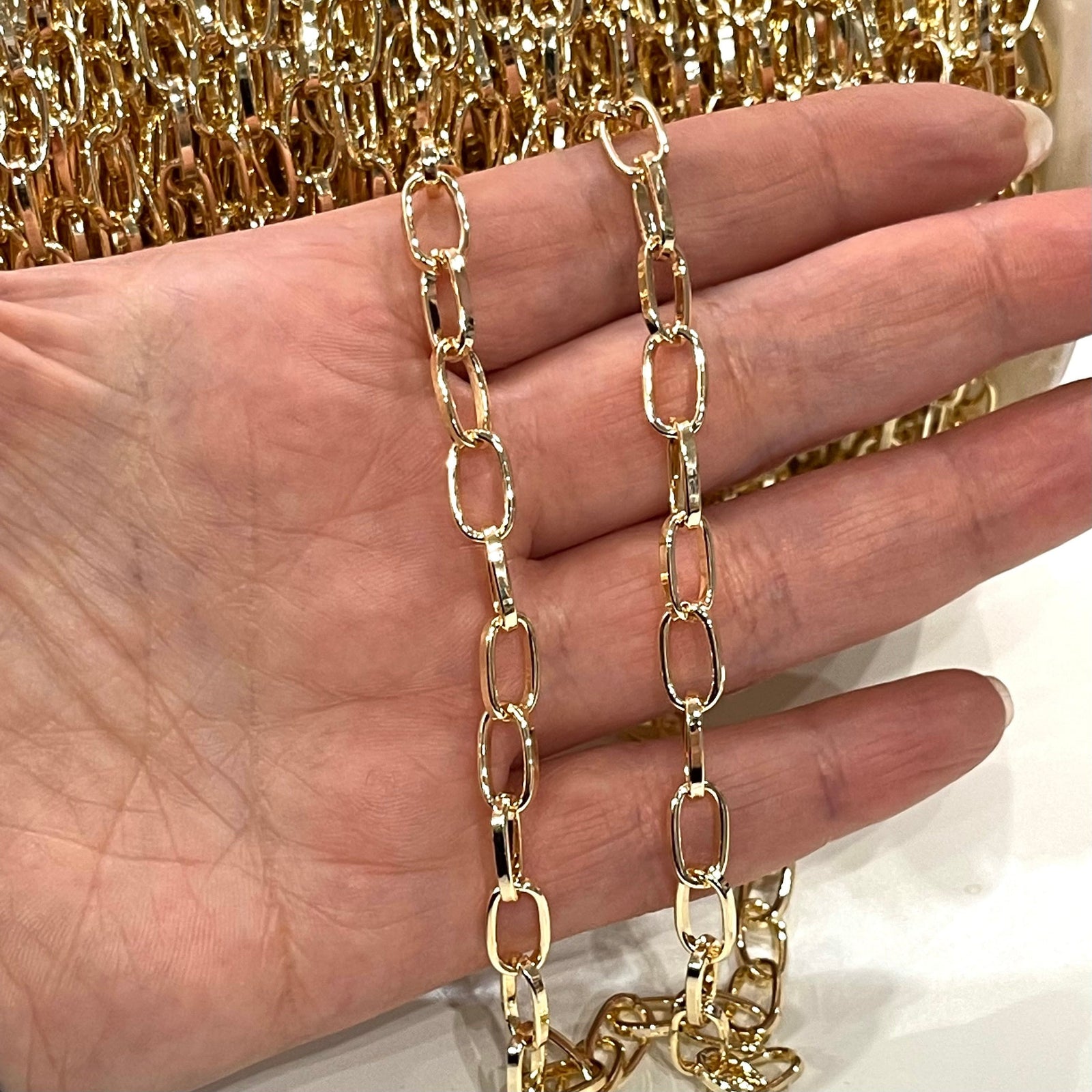 24Kt Gold Plated Link Chain, 11x6mm Open Link Gold Chain