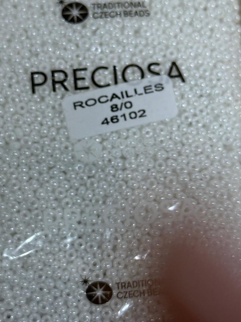 Preciosa Rocailles 8/0 Rocailles-Rundloch-100 Gr,47102 Alabaster Weiße Schale