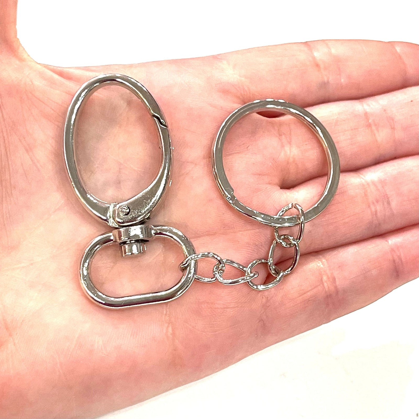 Rhodium Plated Keyring&Keychains with Large Swivel Clasp