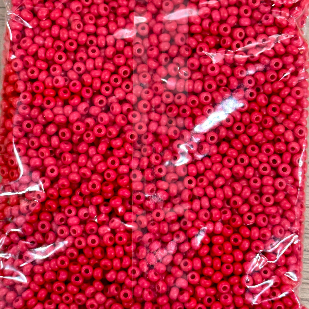 Preciosa Seed Beads 8/0 Rocailles-Round Hole-100 Gr,16A98 Red Intensive Dyed Chalkwhite