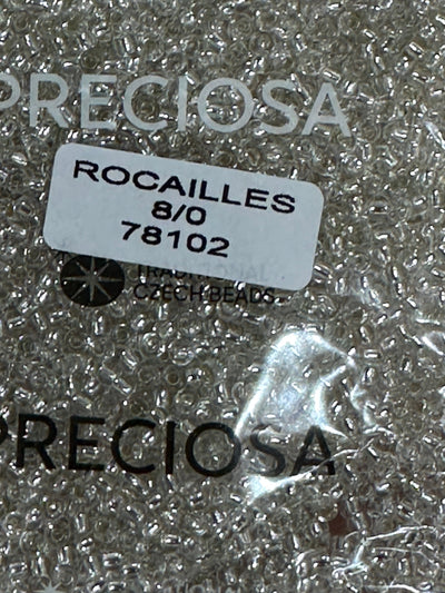 Preciosa  Seed Beads 8/0 Rocailles-Round Hole-100 Gr,78102 Crystal Silver Lined