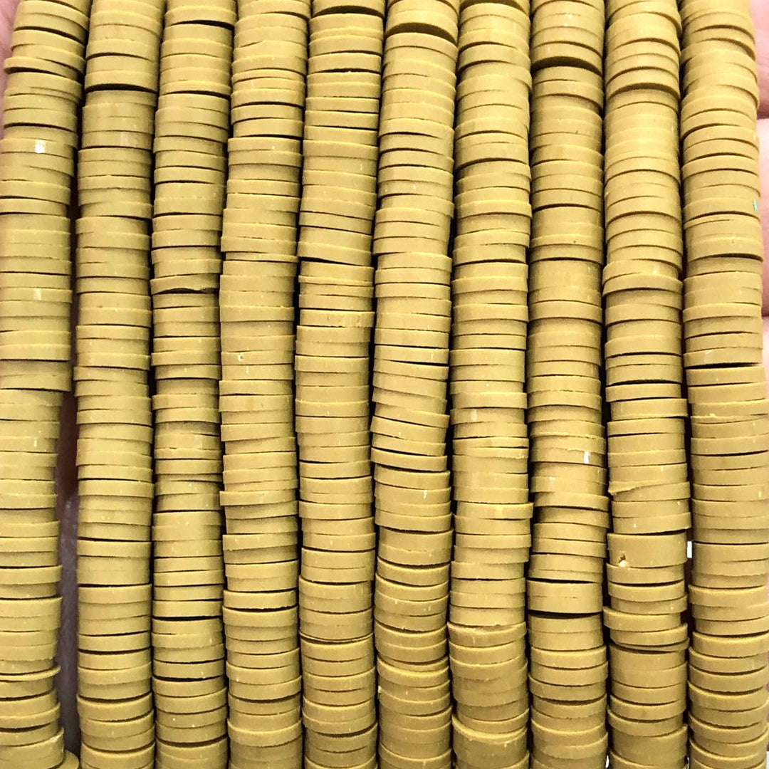 Mustard Heishi Beads, Polymer clay 6x1MM Vinyl Beads