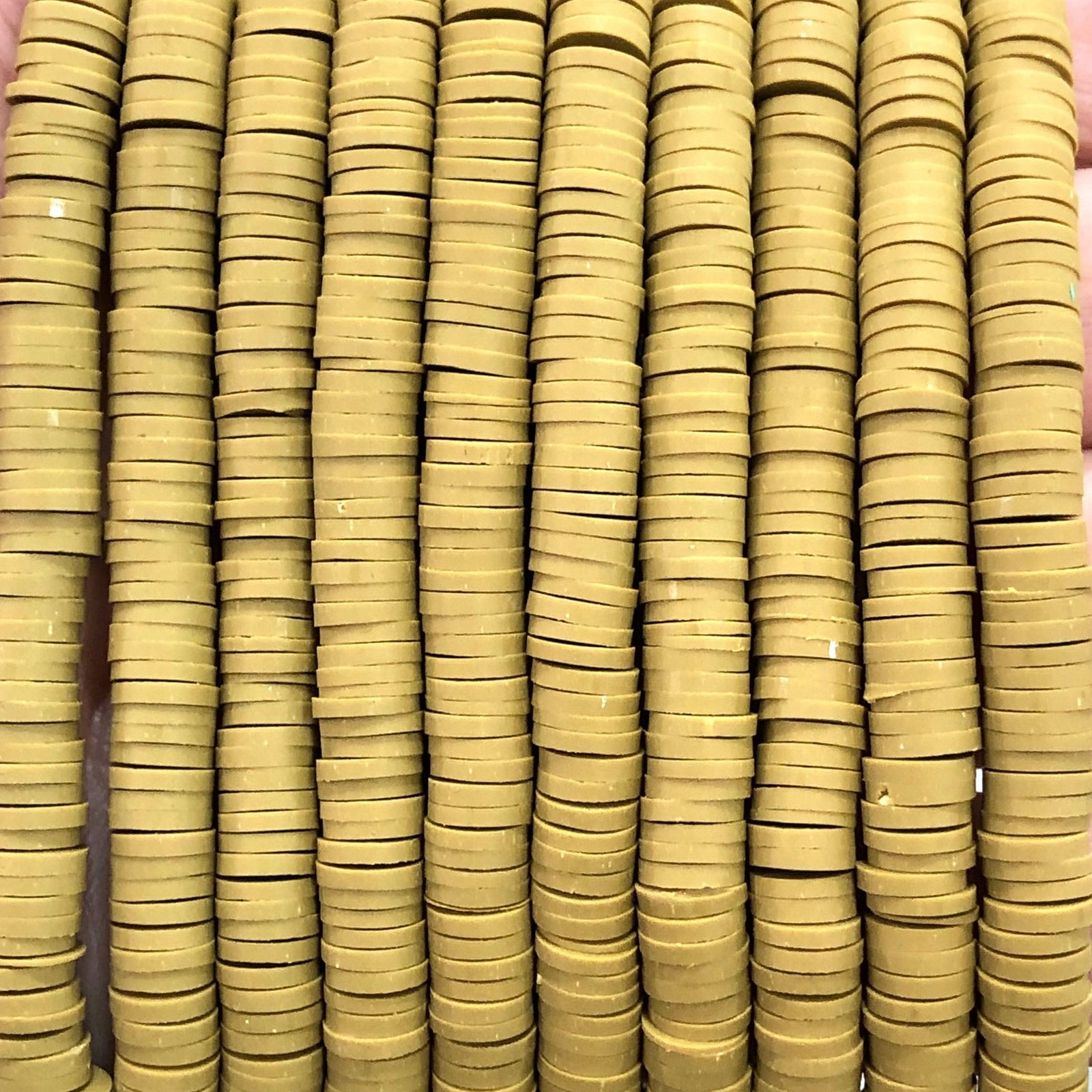 Mustard Heishi Beads, Polymer clay 6x1MM Vinyl Beads