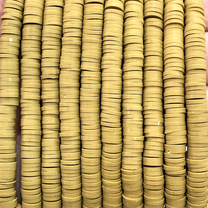 Mustard Heishi Beads, Polymer clay 6x1MM Vinyl Beads