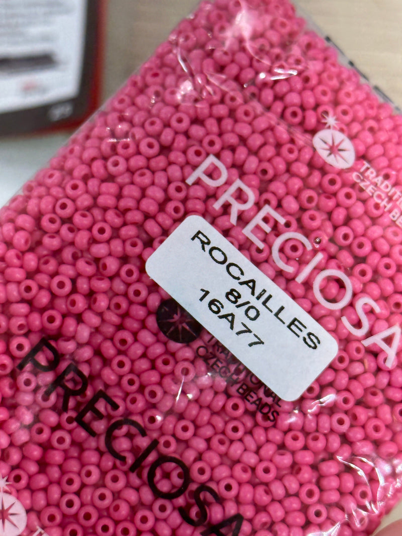Preciosa Rocailles 8/0 Rocailles-Rundloch-100 Gr, 16A77 Pink Intensiv gefärbtes Kreideweiß