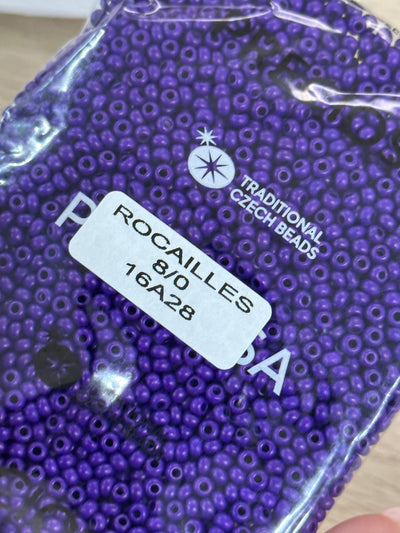 Perles de rocaille Preciosa 8/0 Rocailles-Trou rond-100 Gr,16A28 Violet Teint Intensif Chalkwhite