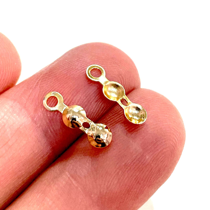 24K Gold Plated Single Loop Bead Tip Clamshells, Fold Over Crimp Bead, Knot Tip Cover Ends, Knot Covers,