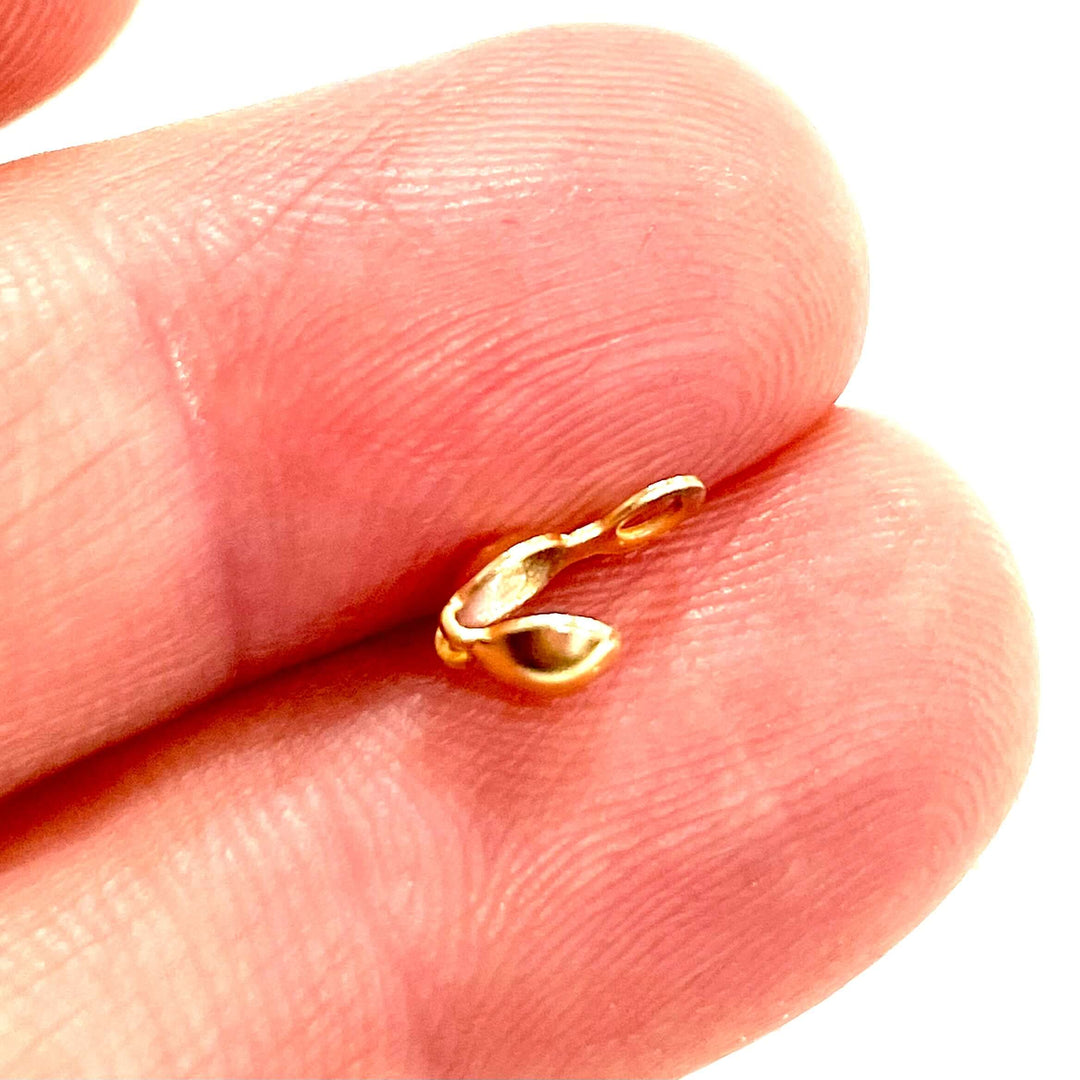 24K Gold Plated Single Loop Bead Tip Clamshells, Fold Over Crimp Bead, Knot Tip Cover Ends, Knot Covers,