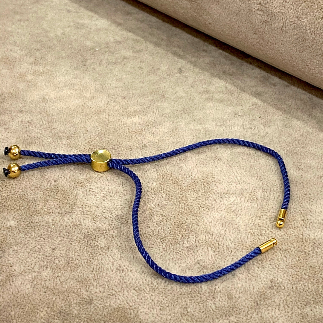 Adjustable Rope Slider Bracelet Blanks, Navy Blue&amp;Gold Adjustable Bracelet Blanks,
