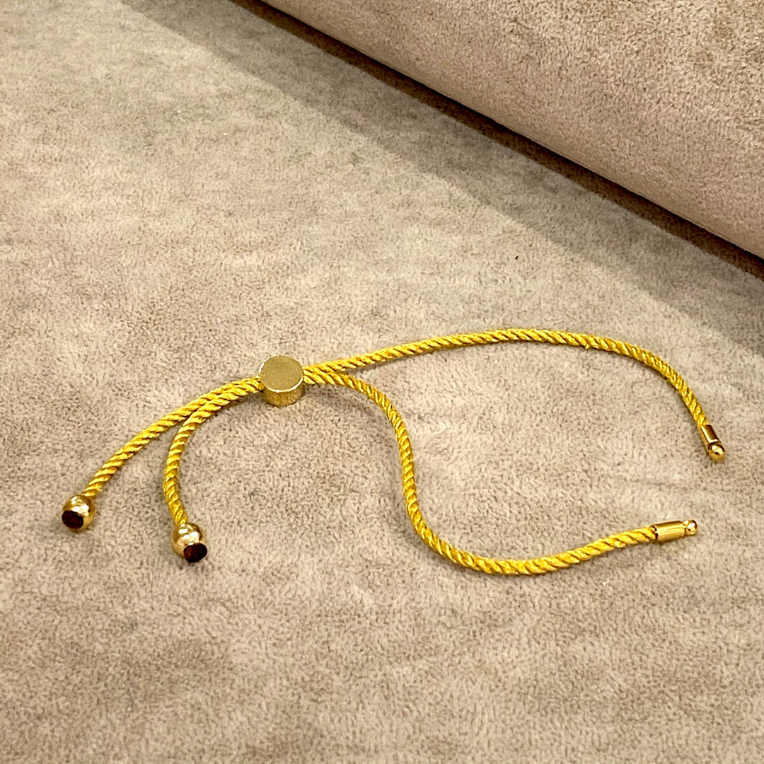Adjustable Rope Slider Bracelet Blanks, Mustard&amp;Gold Adjustable Bracelet Blanks,