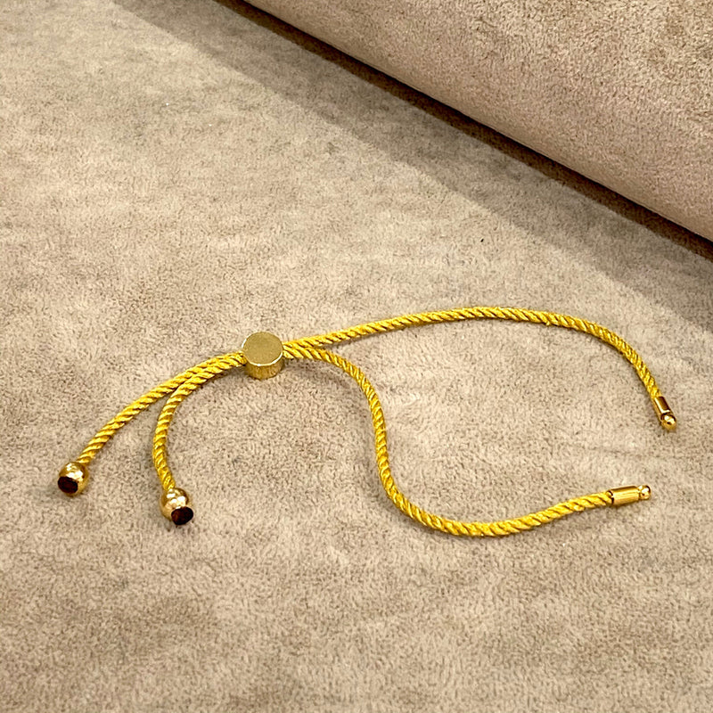 Adjustable Rope Slider Bracelet Blanks, Mustard&Gold Adjustable Bracelet Blanks,
