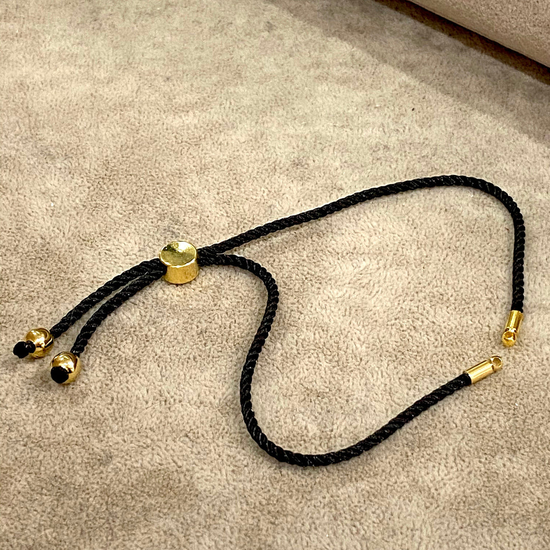 Adjustable Rope Slider Bracelet Blanks, Black&amp;Gold Adjustable Bracelet Blanks,