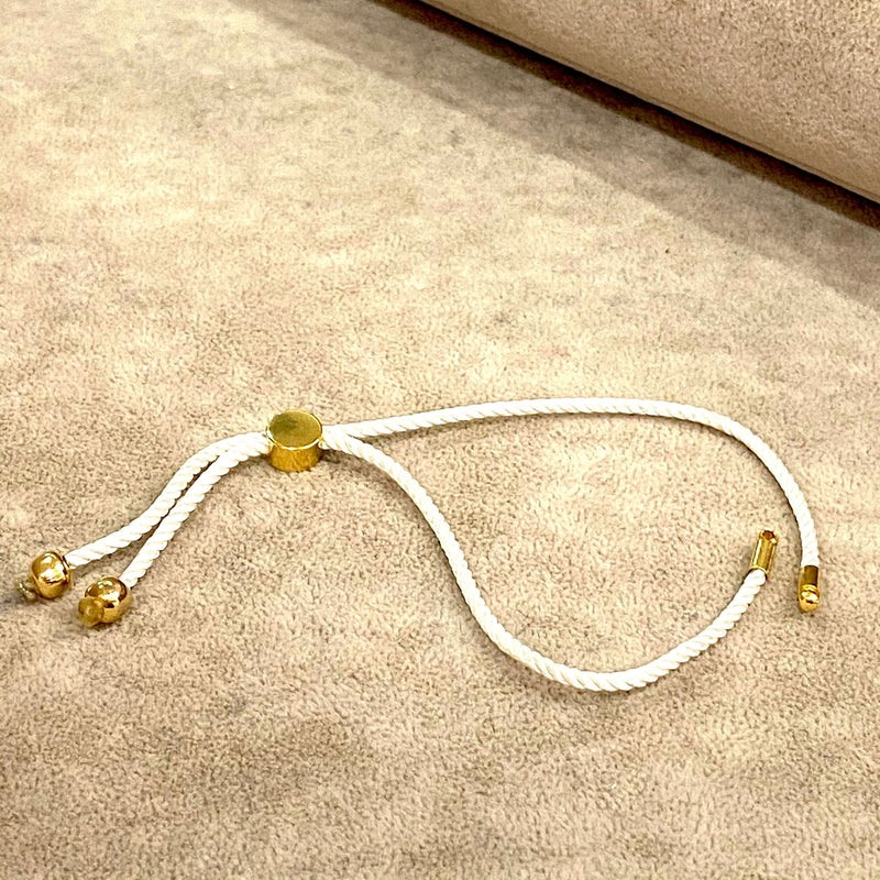 Adjustable Rope Slider Bracelet Blanks, White&Gold Adjustable Bracelet Blanks,