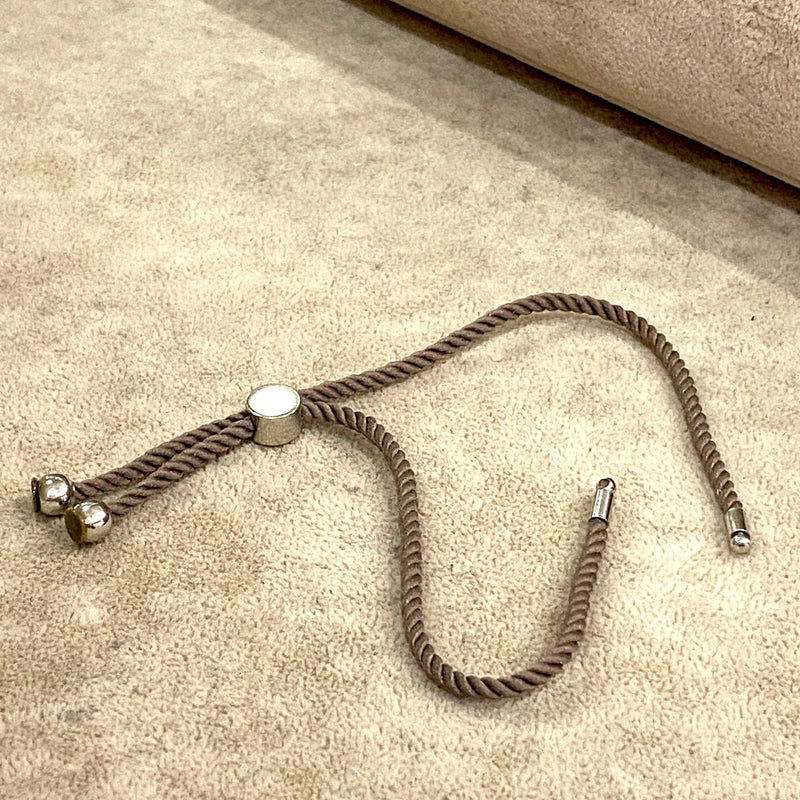 Adjustable Rope Slider Bracelet Blanks, Brown&Silver Adjustable Bracelet Blanks,