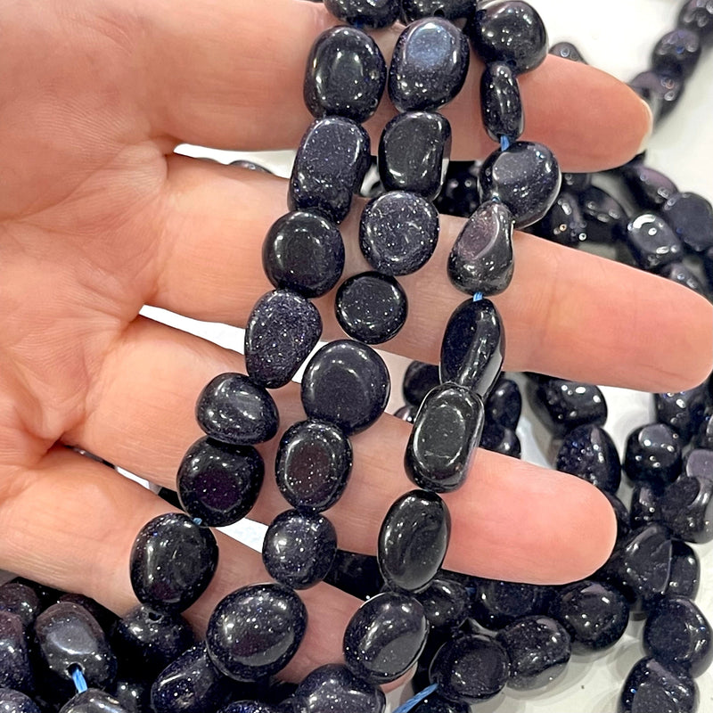 Véritables pépites de grès bleu naturel, 39 perles