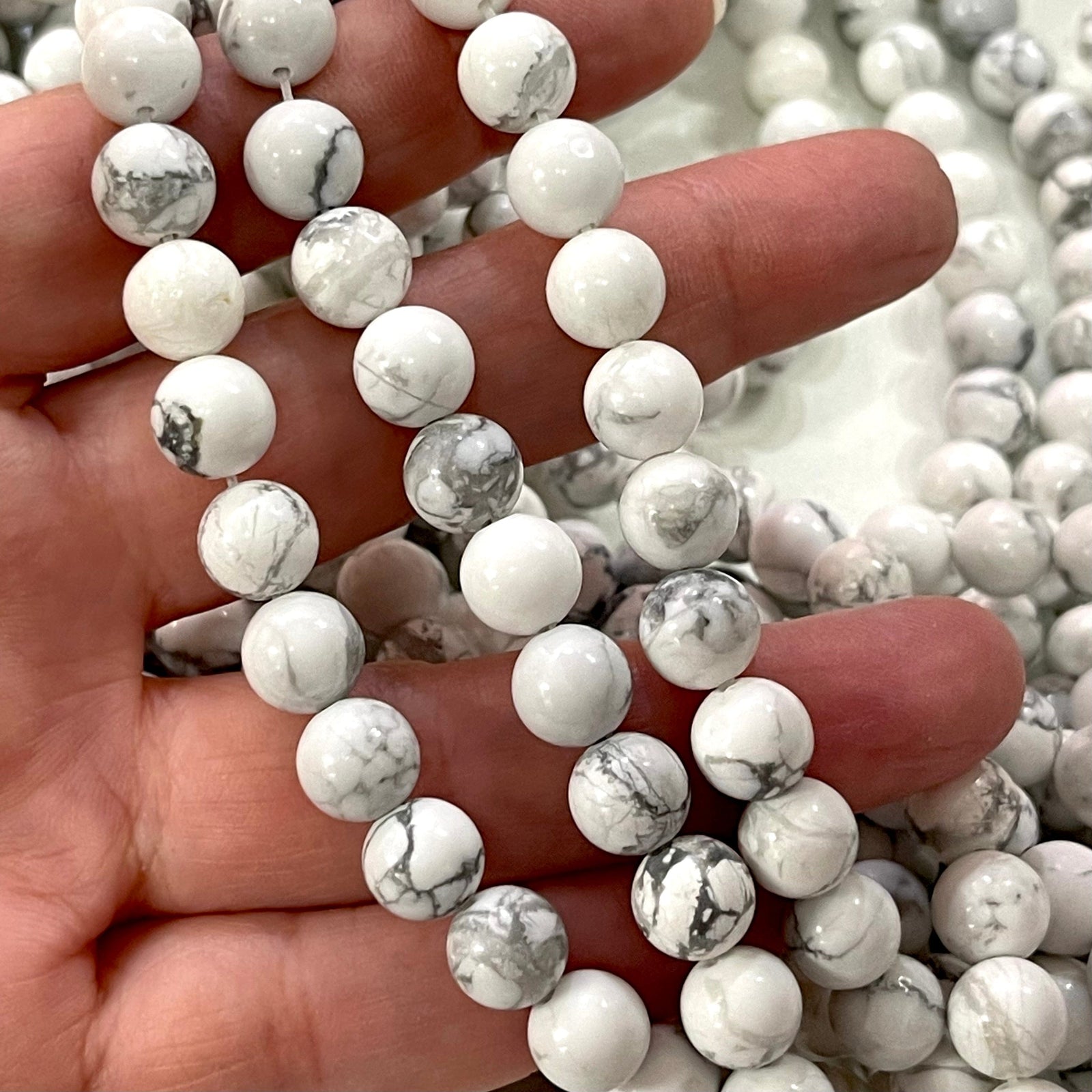Genuine White Howlite Beads Natural White Howlite 8mm gemstone Beads, Gemstone Beads 48 beads per strand