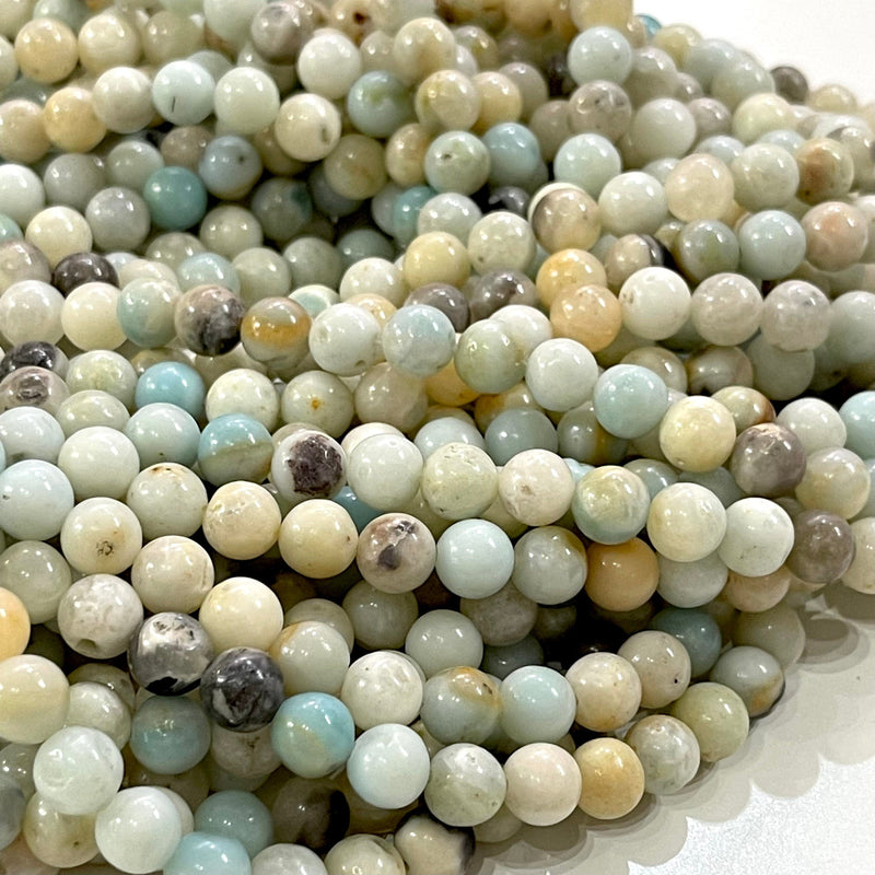 Echte Amazonit-Perlen, 8 mm runde Perlen, 15,5 Zoll, ganzer Strang, ca. 48 Perlen, Loch 1 mm, AAA-Qualität