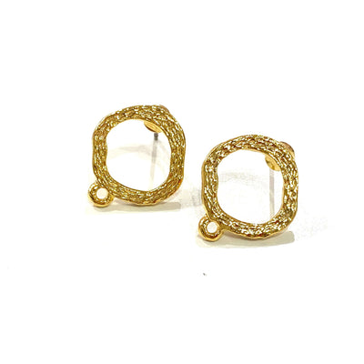 24Kt Gold Plated BrassStud Earrings, 2 pcs in a pack,