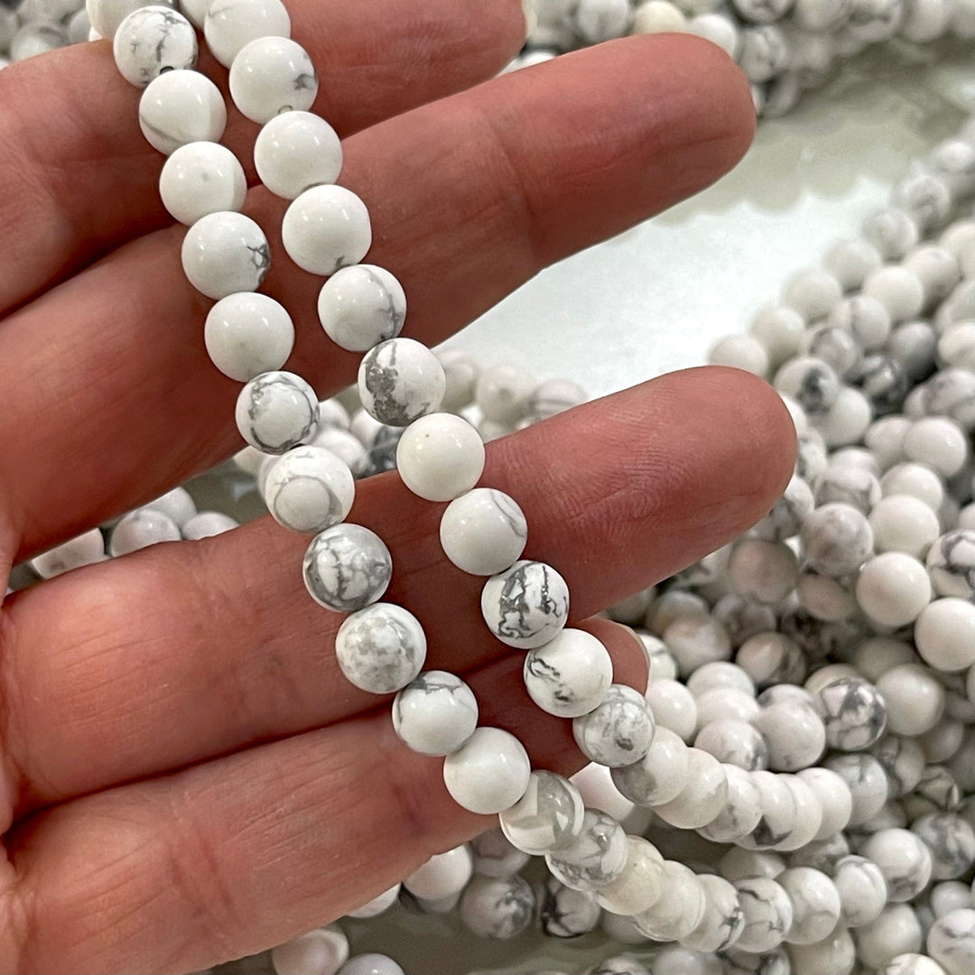 White Howlite Beads Natural White Howlite 6mm gemstone Beads, Gemstone Beads 60 beads per strand