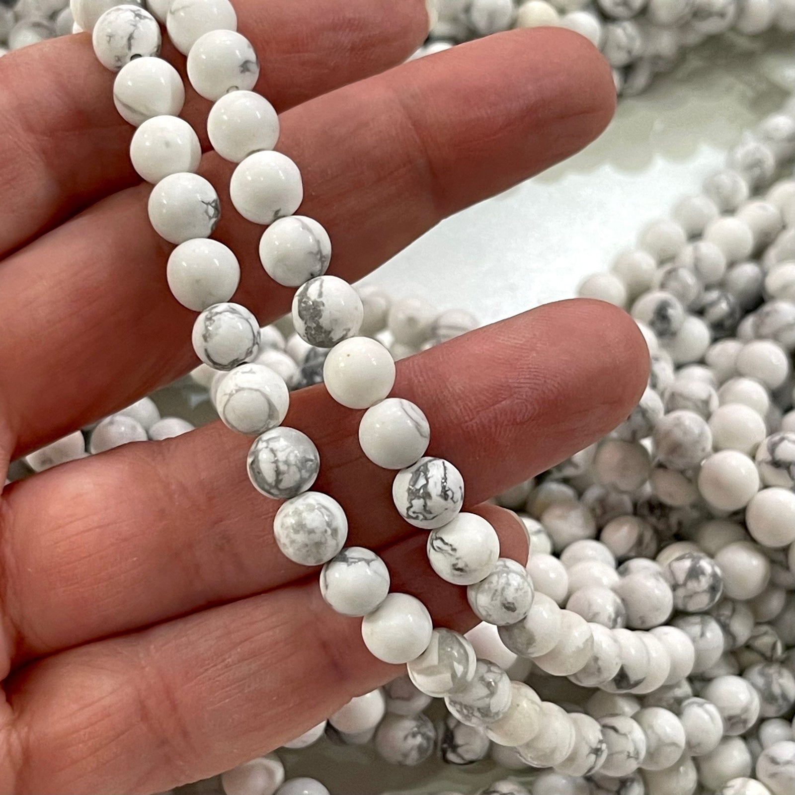 White Howlite Beads Natural White Howlite 6mm gemstone Beads, Gemstone Beads 60 beads per strand