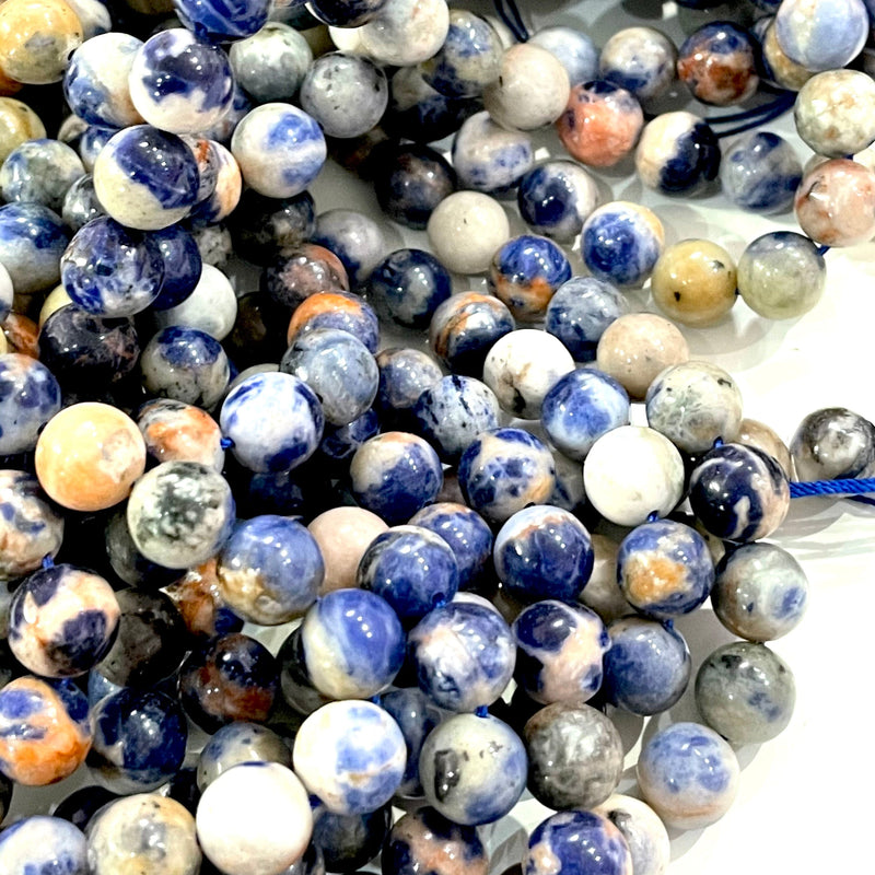 Sodalite, perles rondes de 8 mm, 1 brin, perles rondes, perles de pierre naturelle, perles de sodalite polies, perles en gros