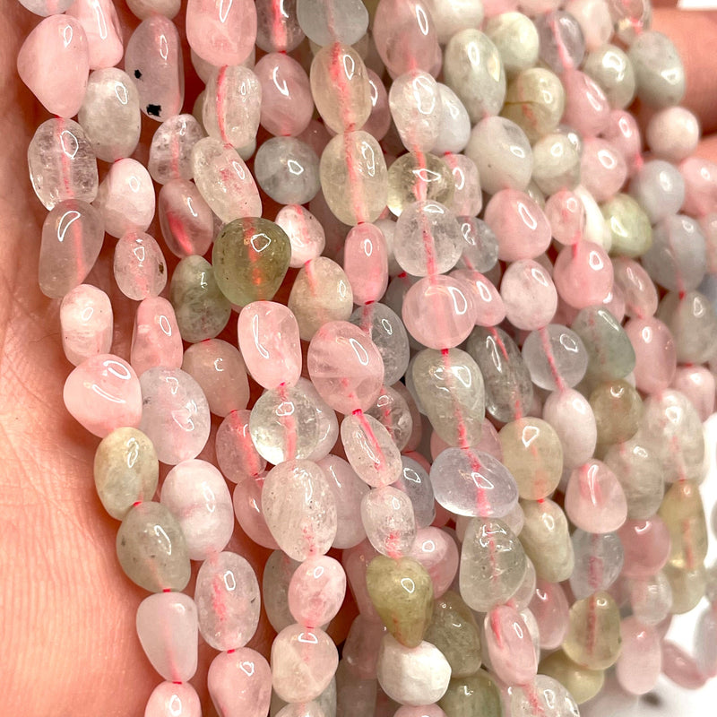 Véritables pépites de pierres précieuses naturelles de morganite, 52 perles
