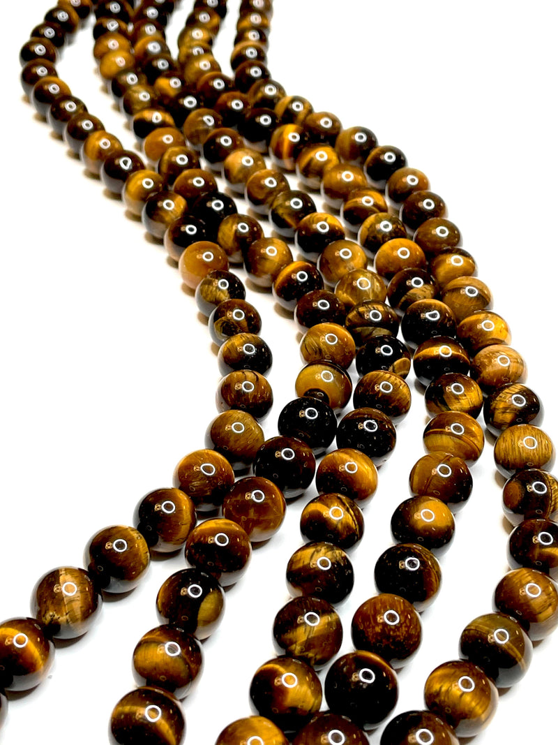 Oeil de tigre marron 12 mm perles rondes, brin complet 33 perles, perles, perles de pierres précieuses, pierres précieuses naturelles