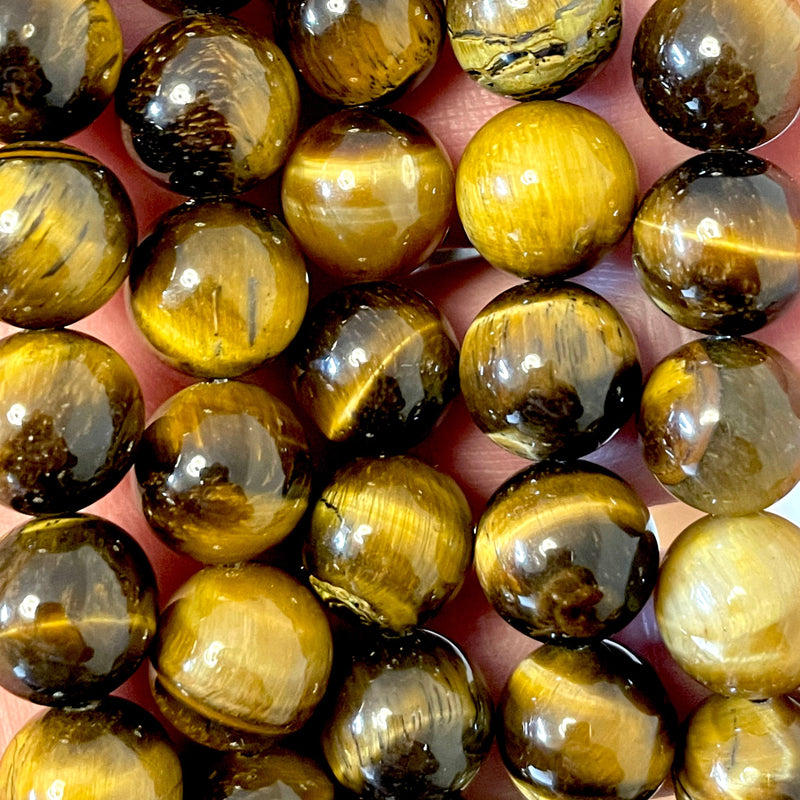 Tigerauge Braun 12 mm runde Perlen, voller Strang 33 Perlen, Perlen, Edelsteinperlen, natürlicher Edelstein