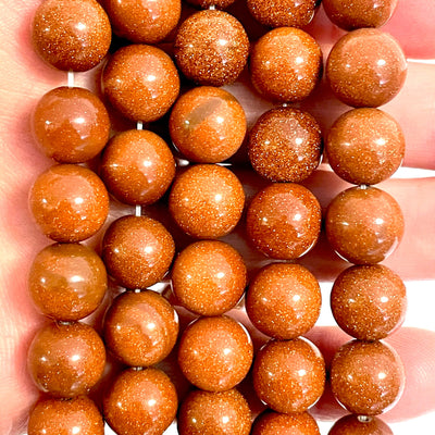 Echter Sandstein 12 mm runde Perlen, voller Strang 33 Perlen, Perlen, Edelsteinperlen, natürlicher Edelstein