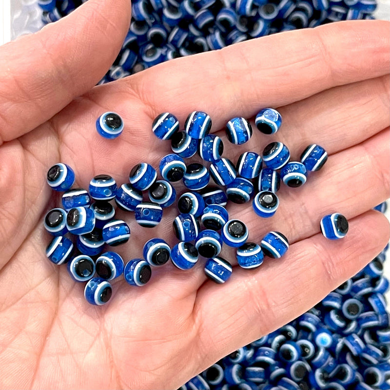 6mm Transparent Round Resin Evil Eye Beads, 50 Gr Approx 500 Beads in a Pack