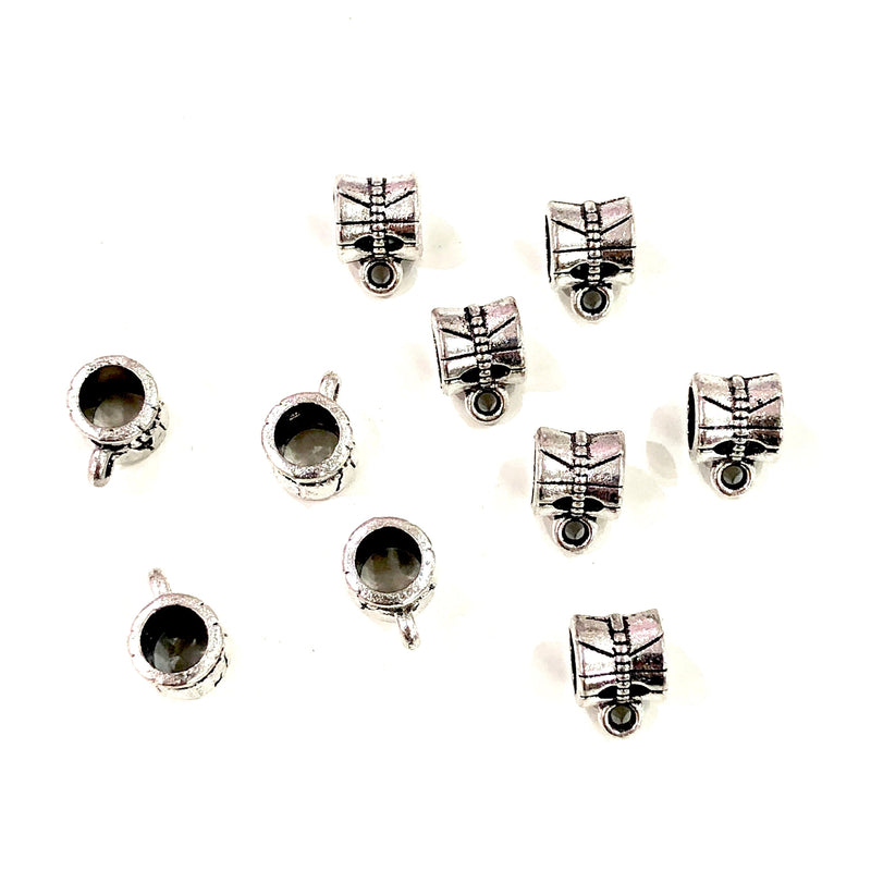 Silver Bails Silver Spacers, 9x7 mm, Large Hole Silver Spacers