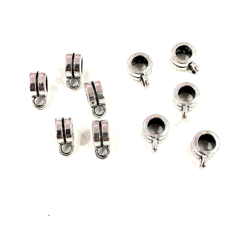 Silver Bails Silver Spacers, 9x4 mm, Large Hole Silver Spacers