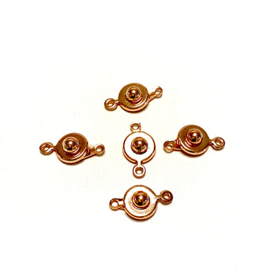 Rosévergoldete „Snap“-Verschlüsse mit Kugel und Sockel, 9 mm „Snap“-Verschlüsse mit Kugel und Sockel