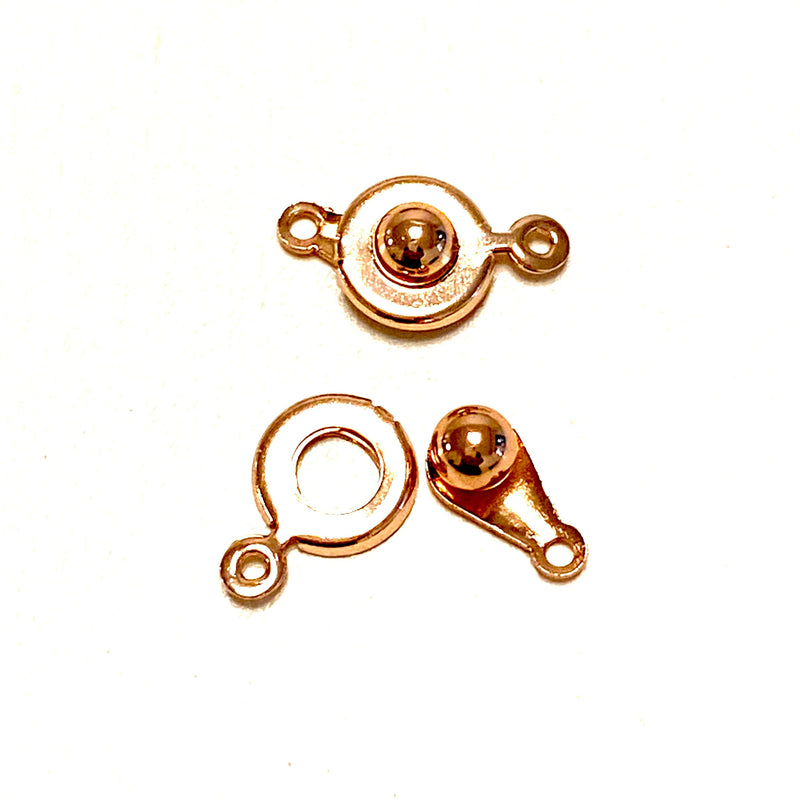 Rose Gold Plated Ball and Socket "Snap" clasps, 9mm Ball and Socket "Snap" clasps