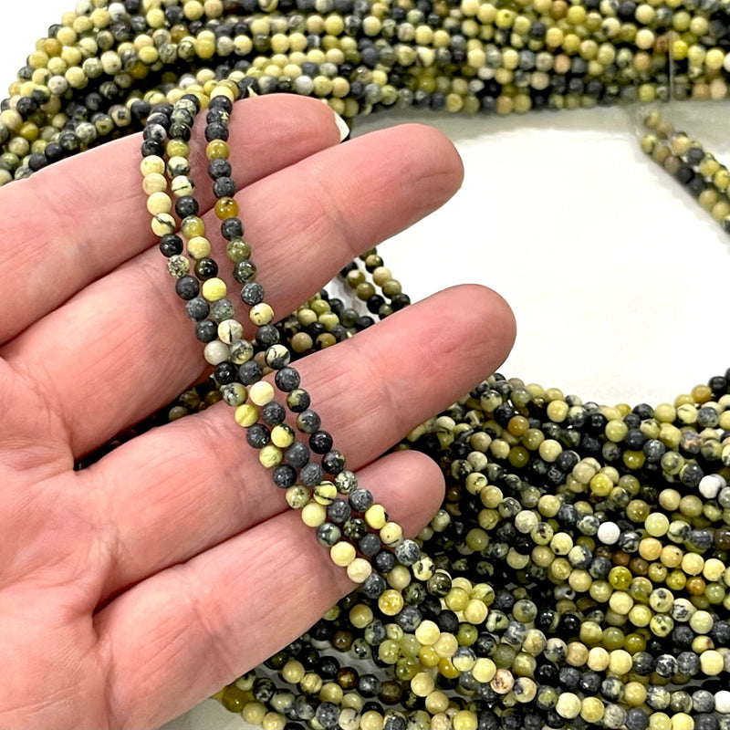 3 mm glatte runde Edelsteinperlen aus kanadischer Jade, 129 Perlen