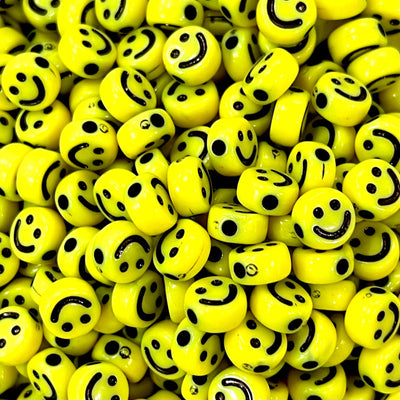 6mm Acrylic Smiley Face Beads, Smiley Face Spacer Beads 50 Beads in a pack