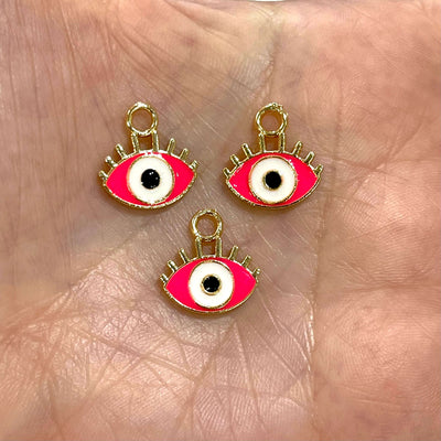 24Kt Gold Plated Brass Evil Eye Charms, Gold Plated Brass Enamelled Evil Eye Charms, 3 Pcs in a pack£2.5