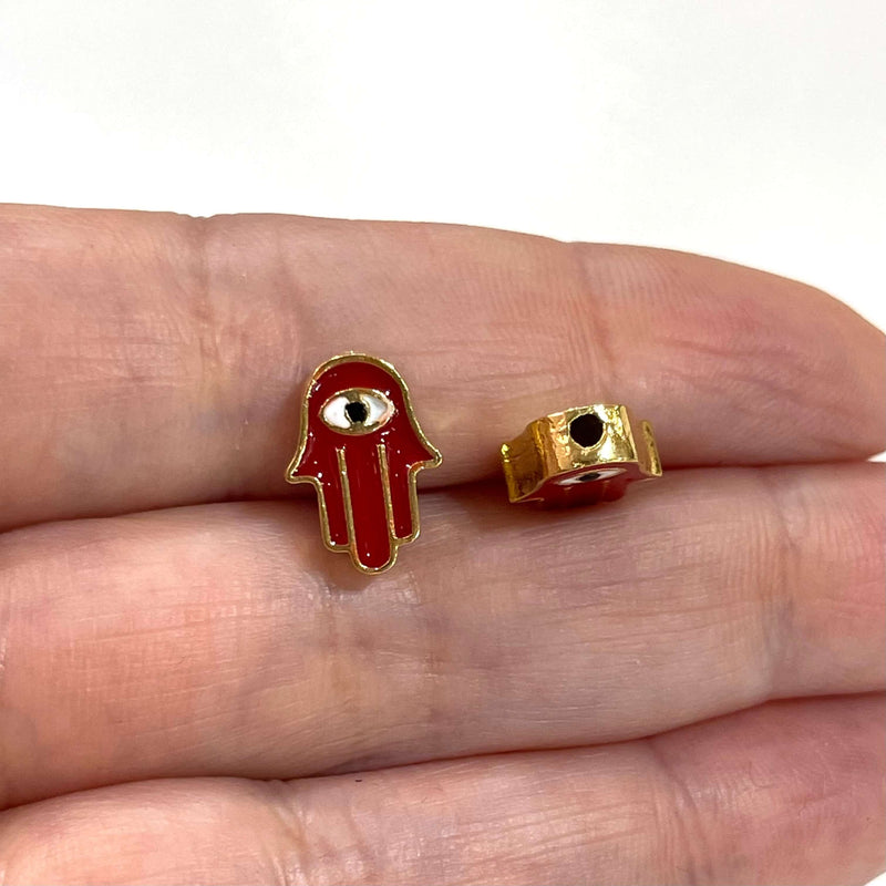 24Kt Gold Plated Enamelled Hamsa Charms, 2 pcs in a pack