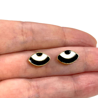 24Kt Gold Plated Brass Enamelled Eye Charms, 2 pcs in a pack£2.5