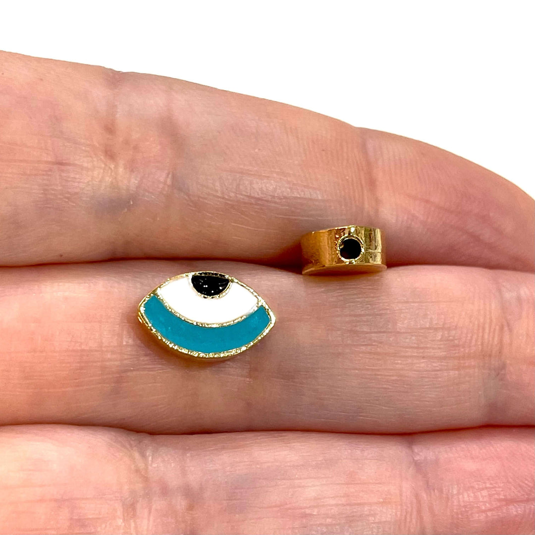 24Kt Gold Plated Blue Enamelled Eye Charms, 2 pcs in a pack