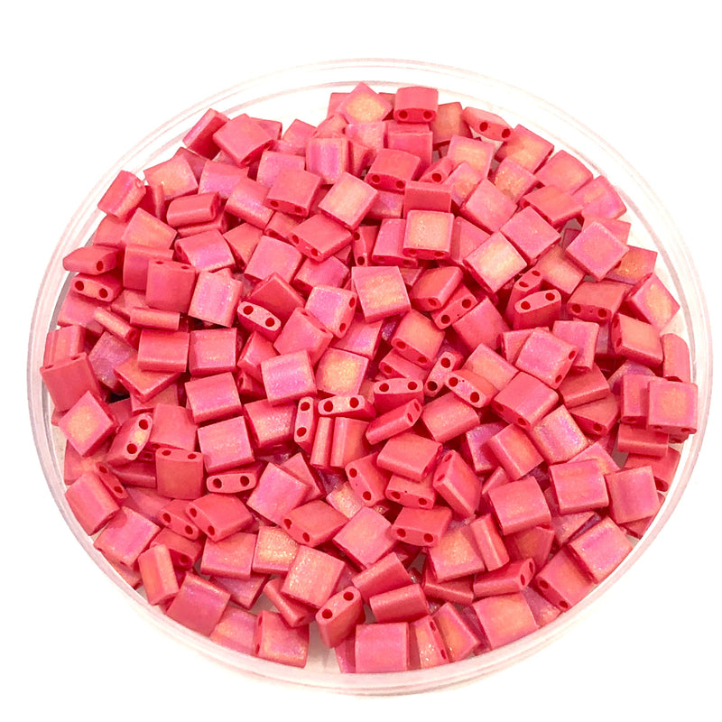 Miyuki Tila Beads TL0408FR Opaque Dark Red AB Matted,
