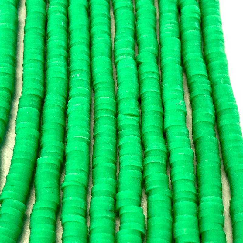 4mm Neon Green  Heishi Beads, Polymer clay 4.2x1MM Vinyl Beads