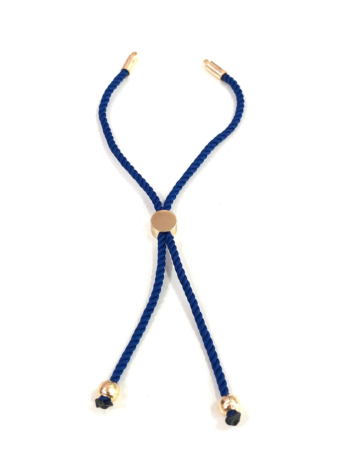 Adjustable Rope Slider Bracelet Blanks, Royal Blue&amp;Gold Adjustable Bracelet Blanks,